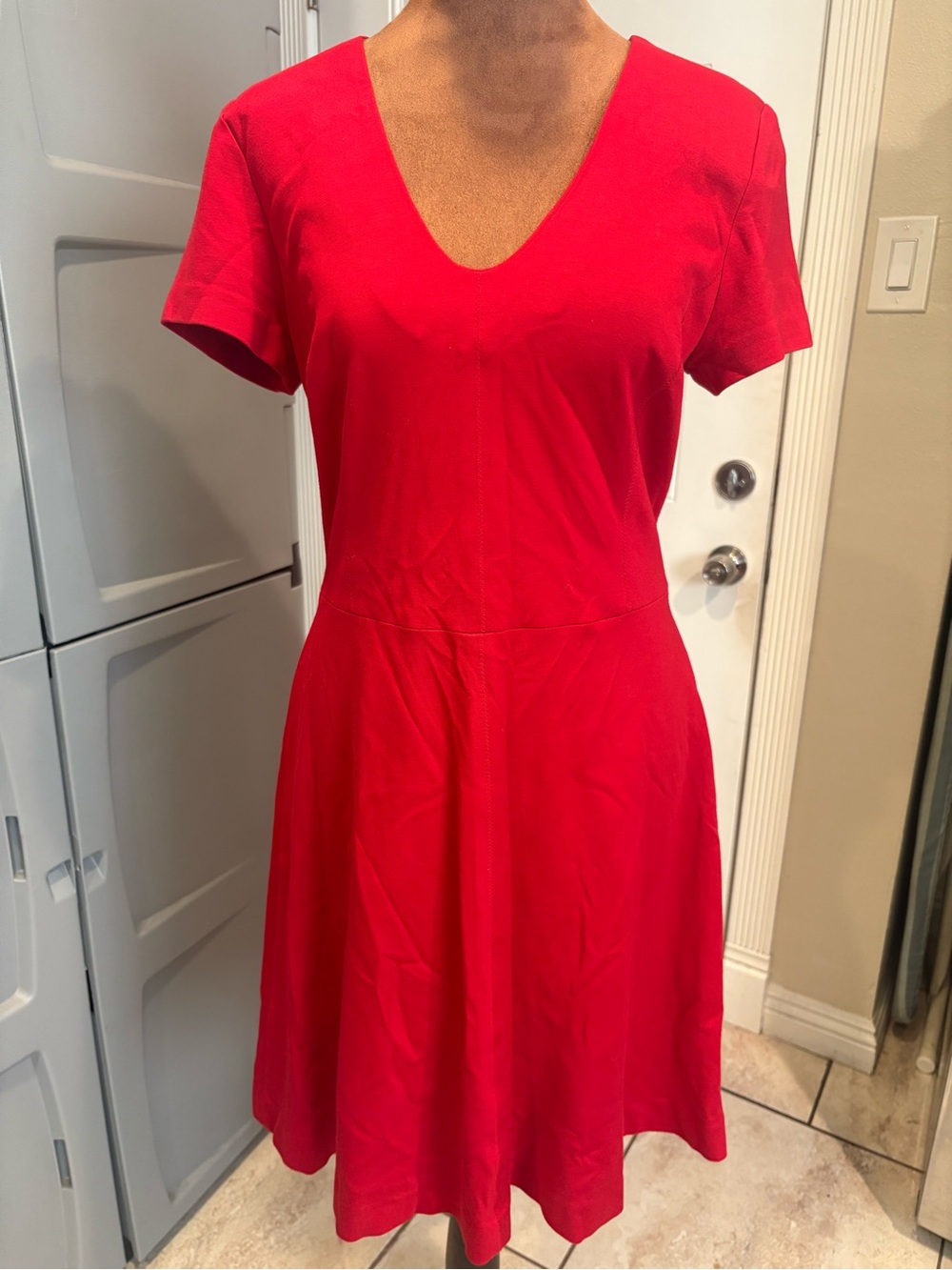 Banana Republic Bright Red V-Neck Short Sleeve Mini Dress